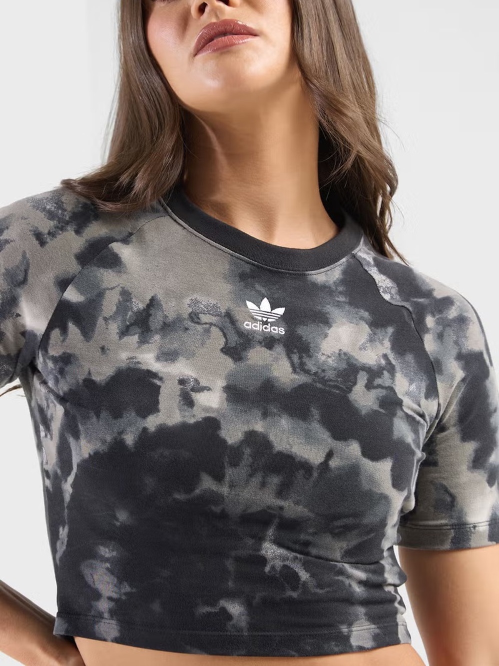 Adidas Black & Gray Tie-Dye Baby Tee & Flared Pants Set